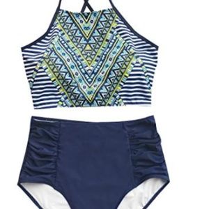 CUPSHE Women's Riddle Story Print Bikini Set Tie